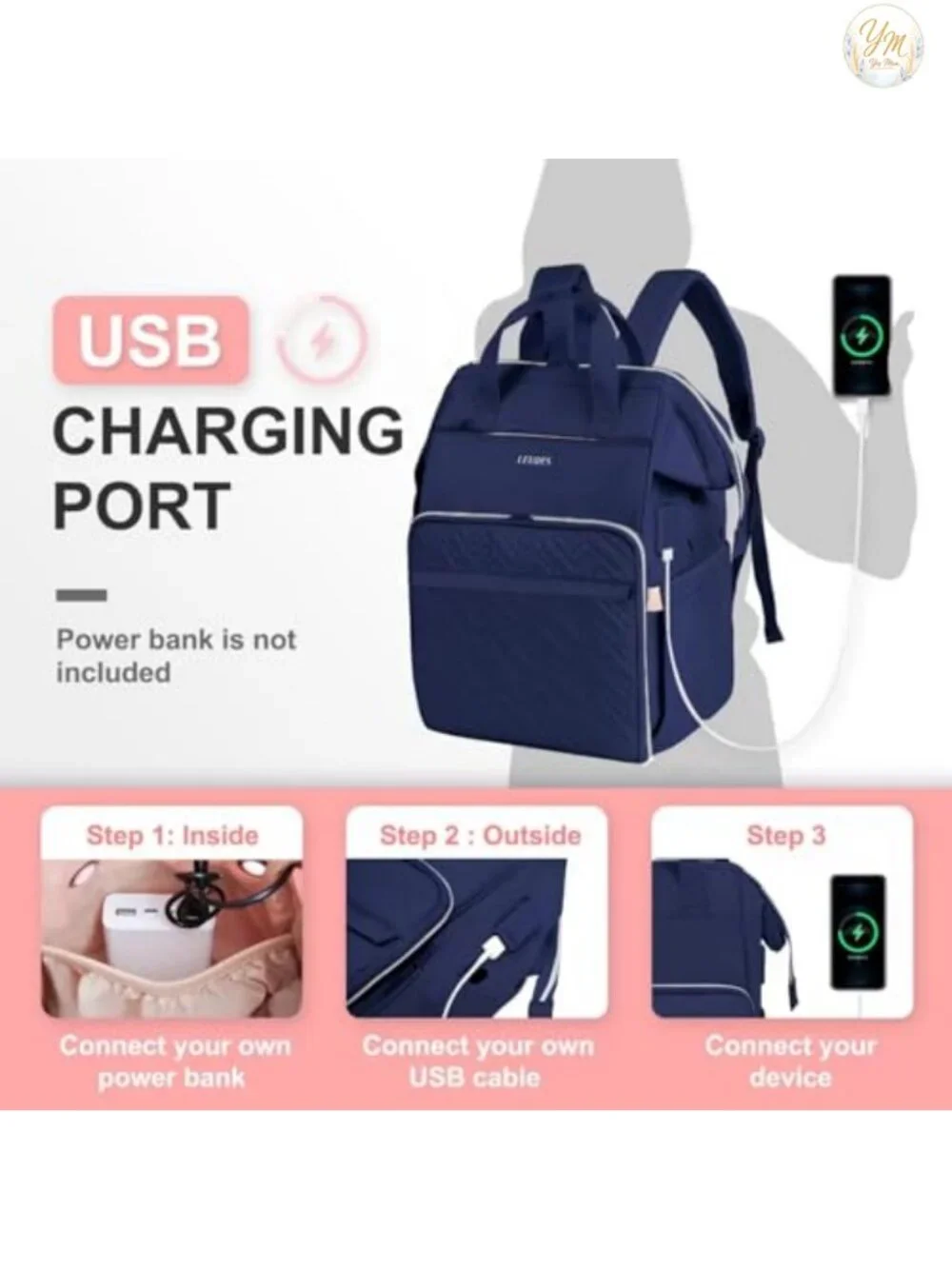 25L Yarn Storage Backpack Knitting Crochet Bag with USB Port for Travel